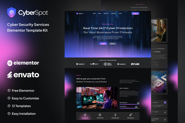 CyberSpot - Cyber Security Services Elementor Template Kit