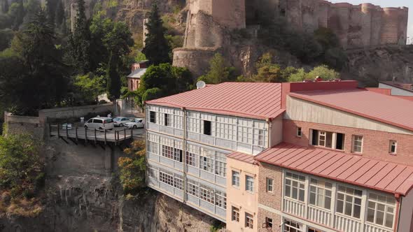 Revealing Shot of the Famous Narikala Fortress in Tbilisi Georgia