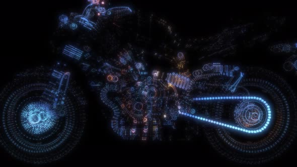 Abstract Motorcycle Consisting of Glow Points and Lines alt