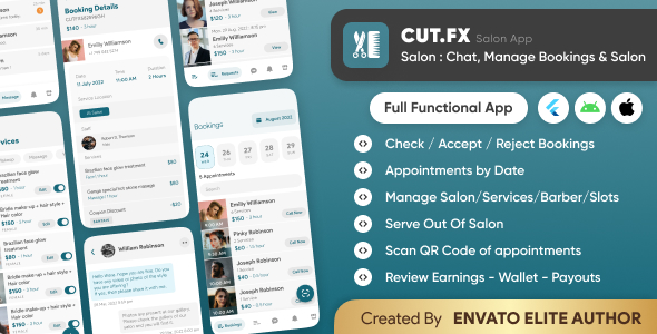 CutFX : Salon App - Appointments Managements, Services management, Manage salon