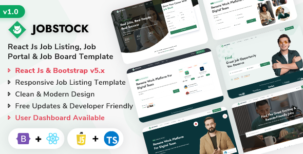 JobStock - React Js Job Listing, Job Portal Landing & Admin Dashboard Template