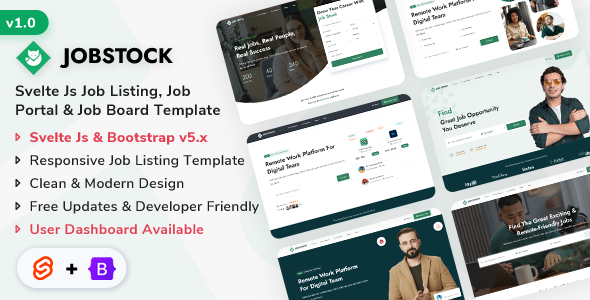 JobStock - Svelte Job Listing, Job Portal Landing & Admin Dashboard Template