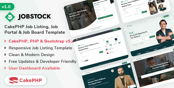 JobStock - CakePHP Job Listing, Job Portal Landing & Admin Dashboard Template