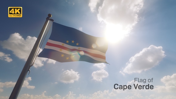Cape Verde Flag on a Flagpole V2 - 4K