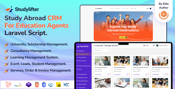 Studylifter - Study Abroad CRM For Education Agent Laravel Script