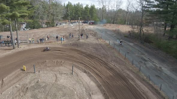 Flyover shot of dirtbike track shot in 4k 60p