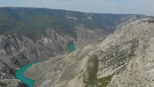 Aerial View of Sulak Canyon Which is One of the Deepest Canyons in the World