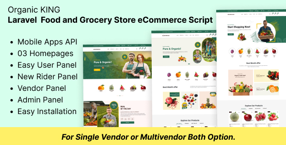 Organic King - Laravel ย Food and Grocery Store Script