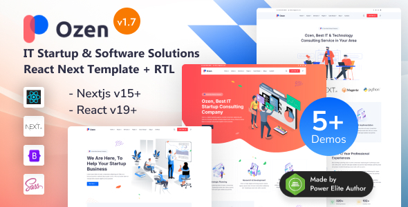 Ozen – IT Startup & Software Solutions React Next.js 15 Template