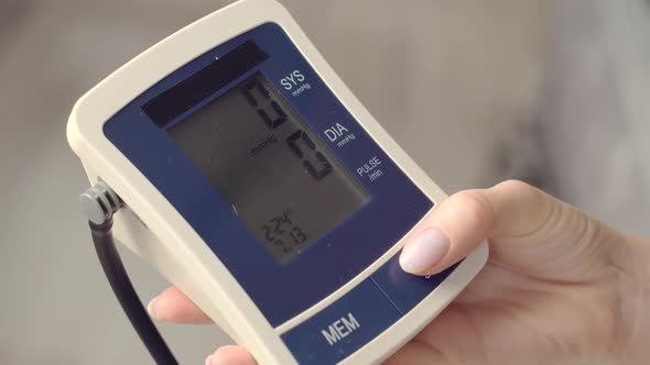 Measuring Pulse And Blood Pressure On Migraine. Medical Tonometer Hypertension Cardiology Healthcare