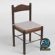 Wooden Dining Chair with Seat Pad - 3DOcean Item for Sale