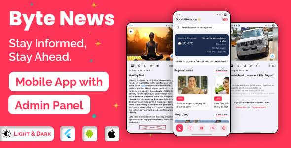News App - ByteNews | Flutter News App for Android/iOS | Laravel Admin Panel | Admob | Premium Plans
