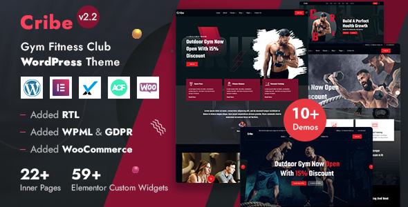 Cribe - Gym Fitness & Sports Center Elementor WordPress Theme