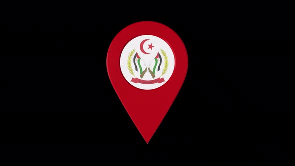 3D Rotating Pin Icon Animation With Sahrawi Arab Democratic Republic  Coat Of Arms Alpha Channel 4K