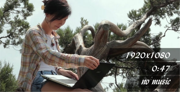 The Girl With Laptop On The Nature 2