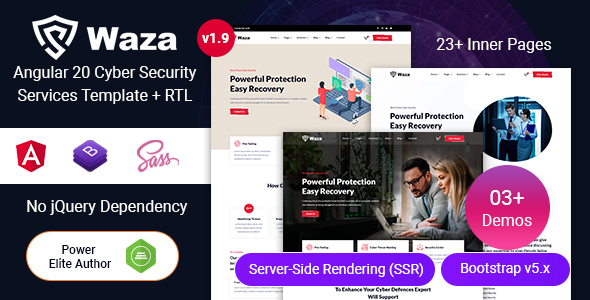 Waza - Angular 20 Cyber Security Services Company Template