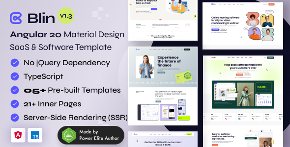 Blin - Angular 20 Material Design IT & SaaS Startup Template