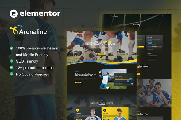Arenaline - Football Club & Sports Academy Elementor Template Kit