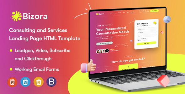 Bizora - Creative and Business Consulting HTML Landing Page Template