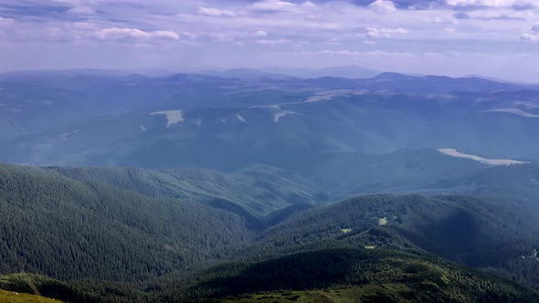 Time lapse of Picturesque landscape of Carpathian mountains in early summer 