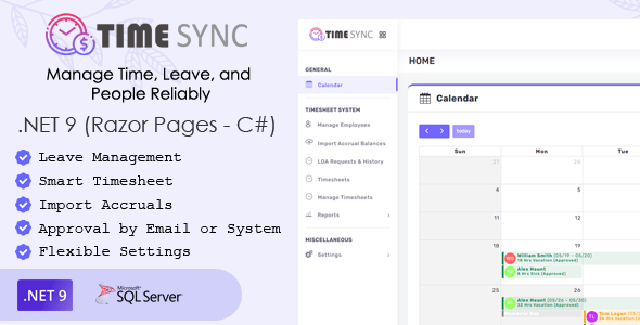 TimeSync – Timesheet & LOA Management (.NET 9 - Razor Pages - C#)