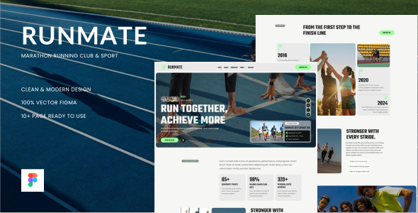 Runmate - Marathon Running Club & Sport Figma Template