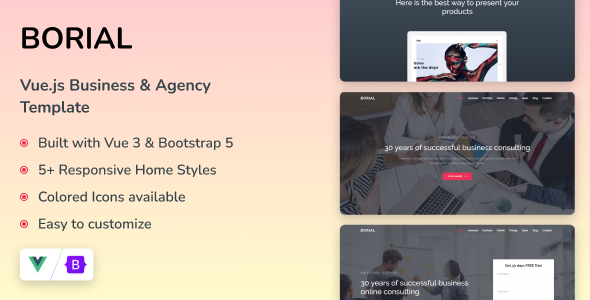 Borial - Vuejs Business & Agency Template