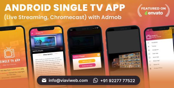 Android Single TV App (Live Streaming, Chromecast) with Admob