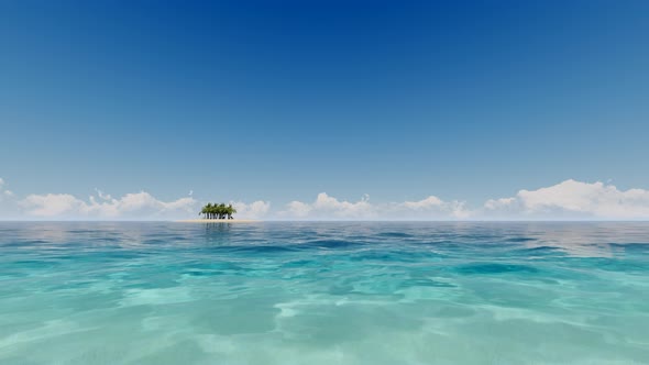 Tropical Ocean in 3d Style on Deep Blue Background. Sea View.