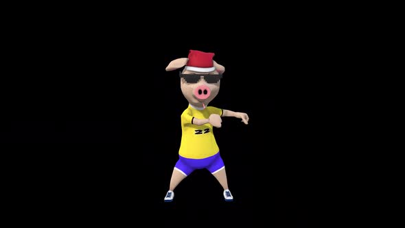 Cartoon Kid Pig Dance 2