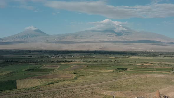 Aerial Drone Shot of Armenia Landscape and Tatev Monastery in Summer