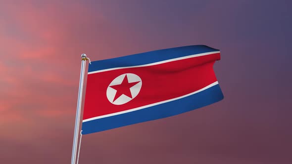 Flag Of North Korea Waving