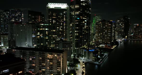 Night In Brickell Miami Financial District 4k