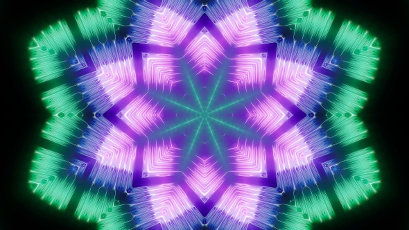 Abstract Fluorescent Color Kaleidoscope 4K Loop 01