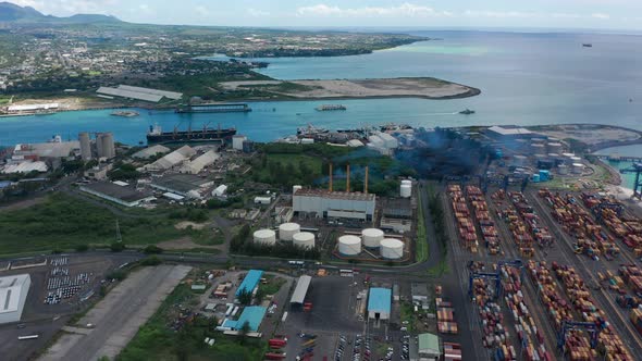 Aerial View Port Louis Mauritius Island Container Port