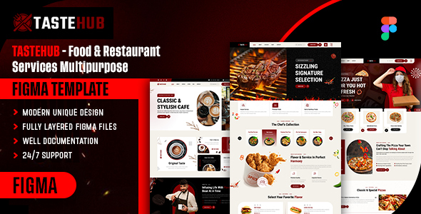 Tastehub - Food & Restaurant Services Multipurpose Figma Template