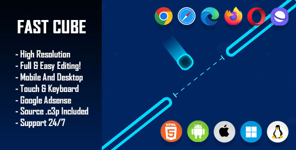 Fast Cube - HTML5 Game (Construct 3 / c3p)