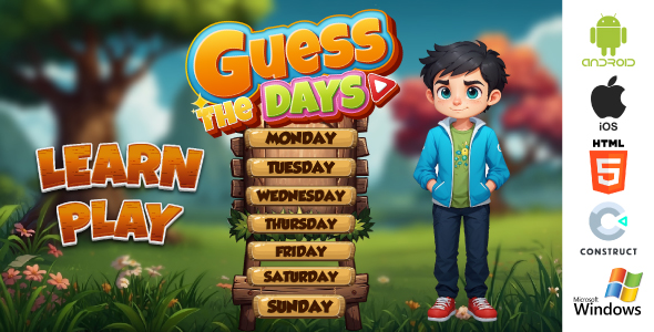 Guess The Days Game- Educational Game - HTML5, Construct 3