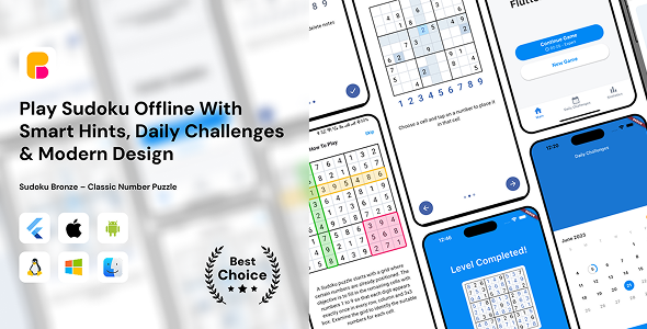 Sudoku Bronze – New Classic Number Puzzle Flutter App