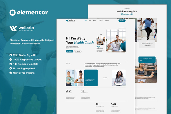 Welloria - Health Coaches Elementor Template Kit