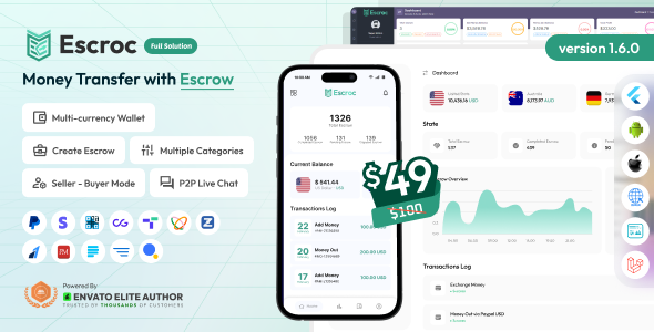 Escroc - Money Transfer with Escrow Full Solution