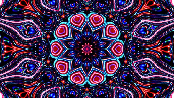 Abstract Kaleidoscope pattern with full colors. Magic mandala. 4k