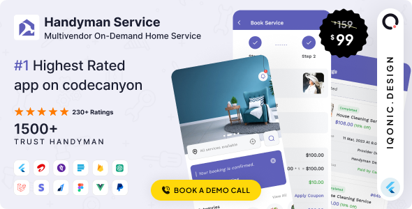 Handyman Service - On-Demand Home Services Solution (Get 2 Apps, Customer Website & Admin Panel)