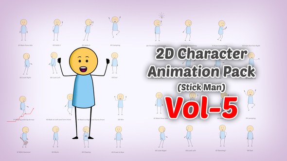2D character Animation Pack Vol 5 (Stick Man)
