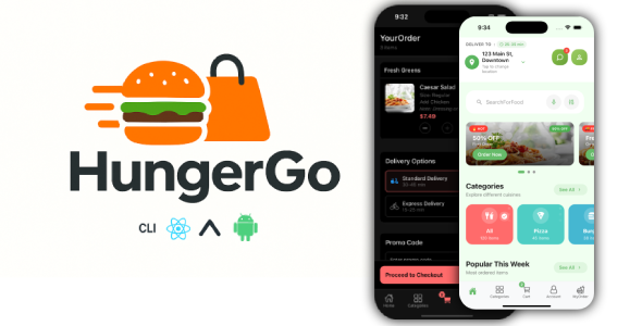 HungerGo Eats – Food Delivery UI Kit (Dark/Light) React Native