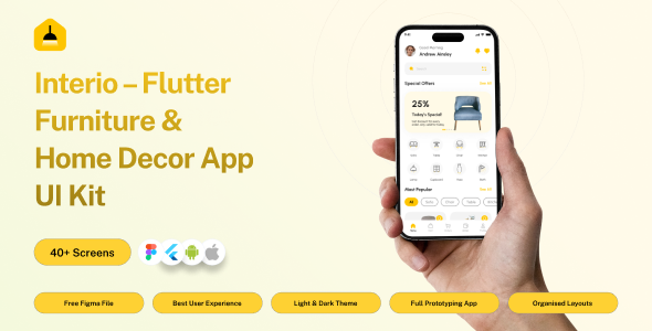 Interio – Furniture Ecommerce App Template | Flutter UI | Figma FREE