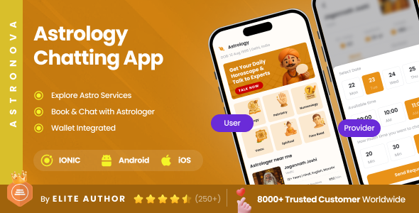 2 App Template | Astrology Chatting & Horoscope Consultation App | Session Booking App | Astronova
