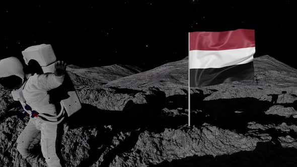 Astronaut Planting Yemen Flag on the Moon