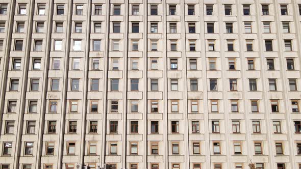 Many Windows of a Building Built in the Style of the Former USSR