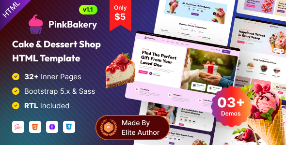 PinkBakery - Cake & Dessert Shop HTML Template